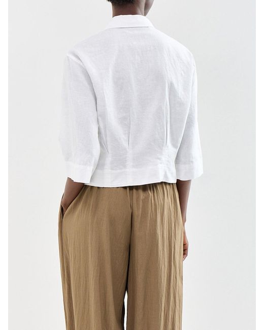 SELECTED White Cleo Cropped Shirt