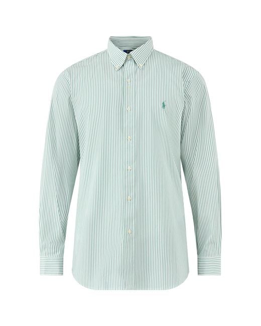 Polo Ralph Lauren Blue Custom Fit Stripe Poplin Shirt for men