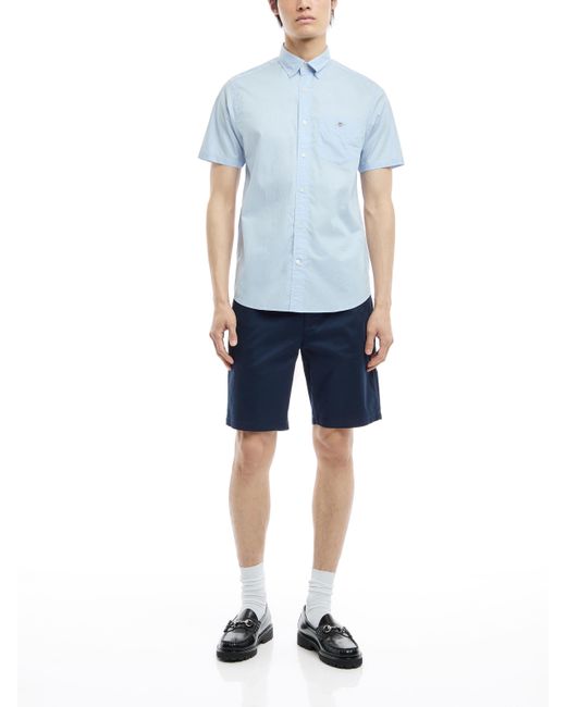 Gant Blue Men's Poplin Short Sleeve Shirt for men