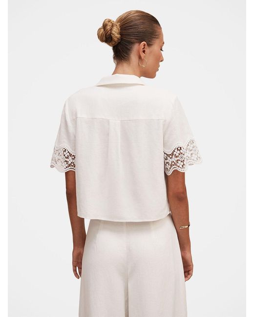 Forever New White Skye Lace Trim Shirt