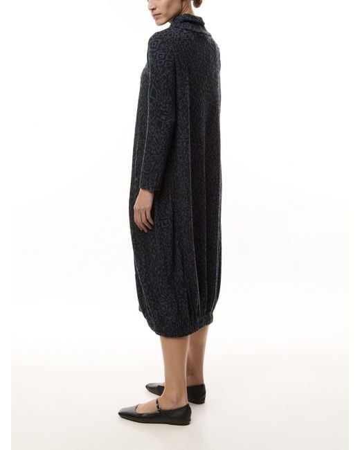 Sahara Black Textured Allover Ikat Jersey Drawstring Dress