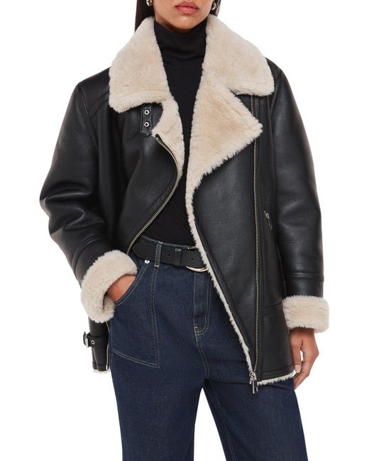 Whistles Black Women's Faux Fur Aviator