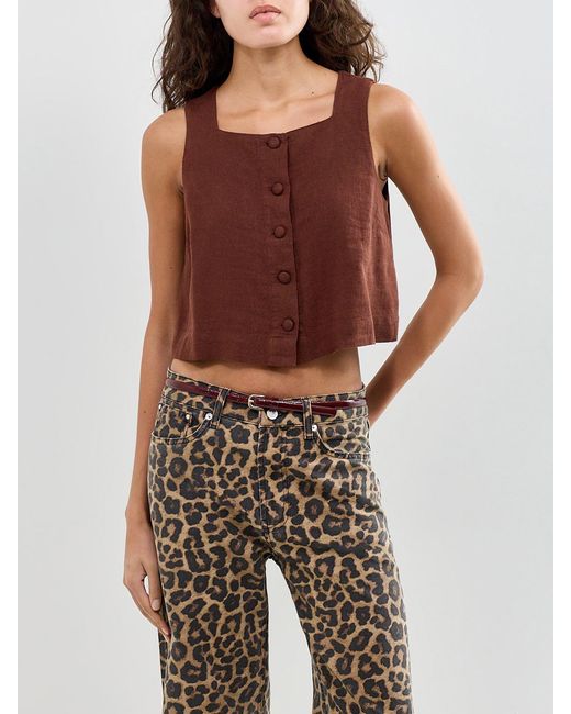 Nobody's Child Brown Sammie Button Front Tank