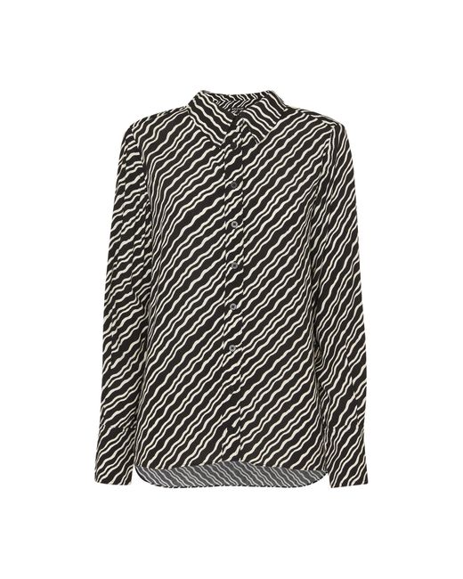 Whistles Gray Women's Diagonal Ripple Print Shirt