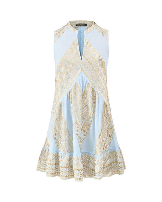 Kori Blue Classic Triangle Sleeveless V Neck Mini Dress