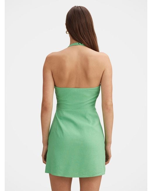 Forever New Green Gianna Halter Neck Tie Mini Dress