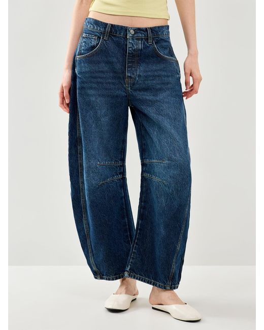 Free People Blue Good Luck Mid Rise Barrel Jeans