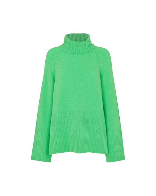 Whistles Green Women's Textured Rib Detail Roll Neck