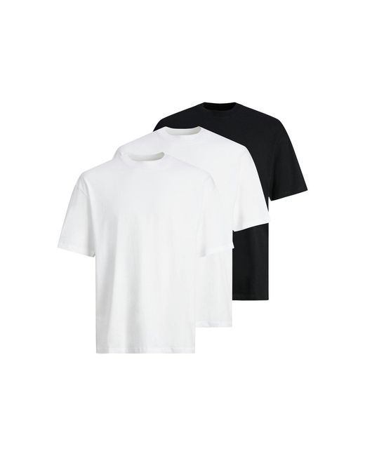 Jack & Jones Black 3 Pack Loose Fit T-Shirts Multi for men