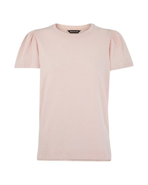 Whistles Pink Women's Cotton Frill Sleeve T-shirt