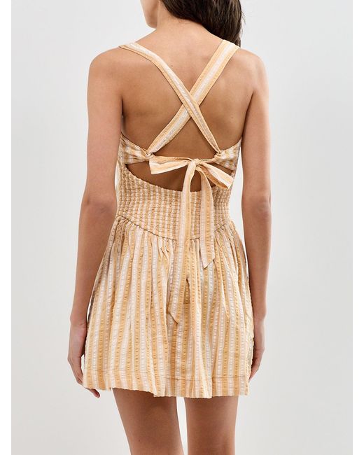 Free People Natural Laurel Plaid Mini Dress Neutral