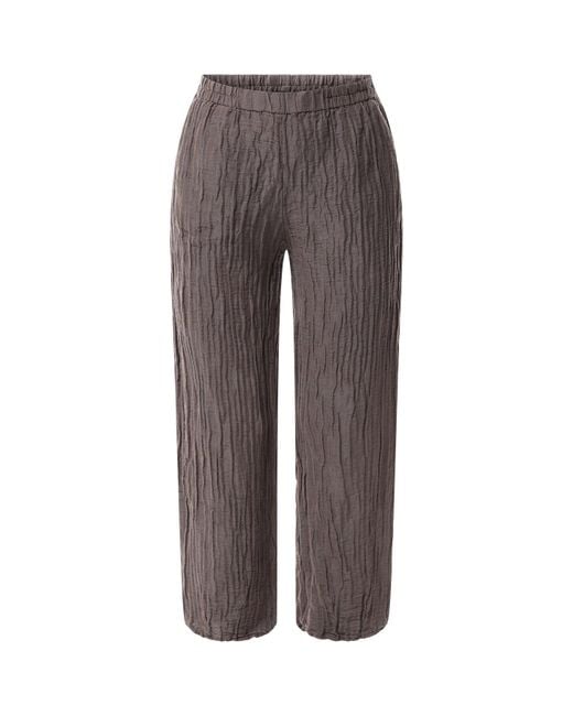Grizas Brown Silk Crinkle Cropped Trouser