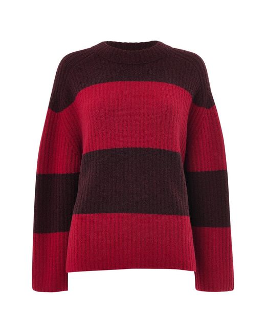 Whistles Red Mix Wide Stripe Knit, Wool