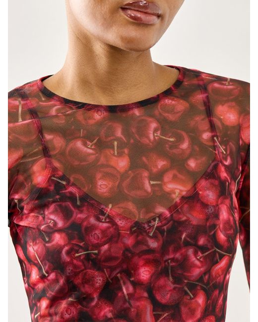 Never Fully Dressed Red Cherry Mesh Top