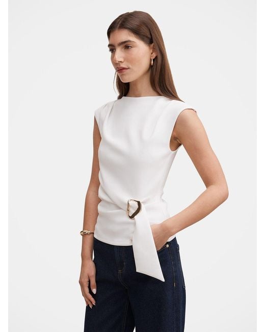 Forever New White Serena Hardware Detail Blouse