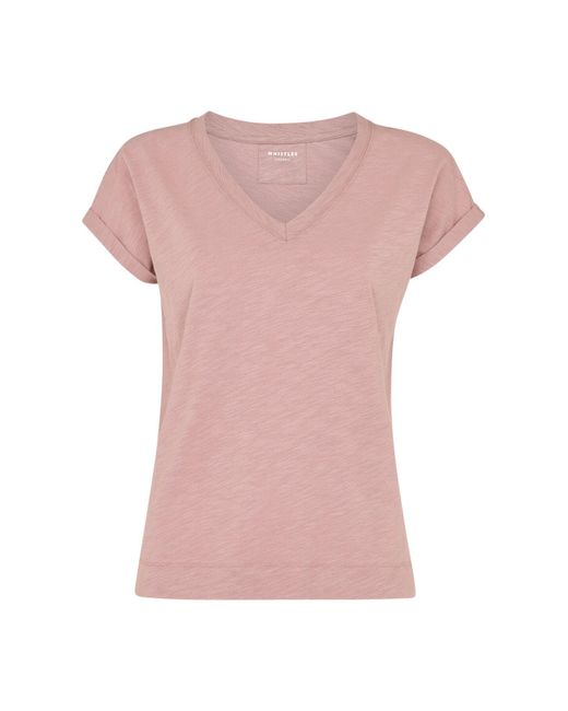 Whistles Pink Willa V Neck Cap Sleeve Tee