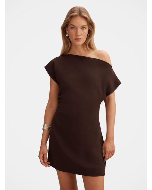 Forever New Brown Danielle Asymmetrical Mini Dress