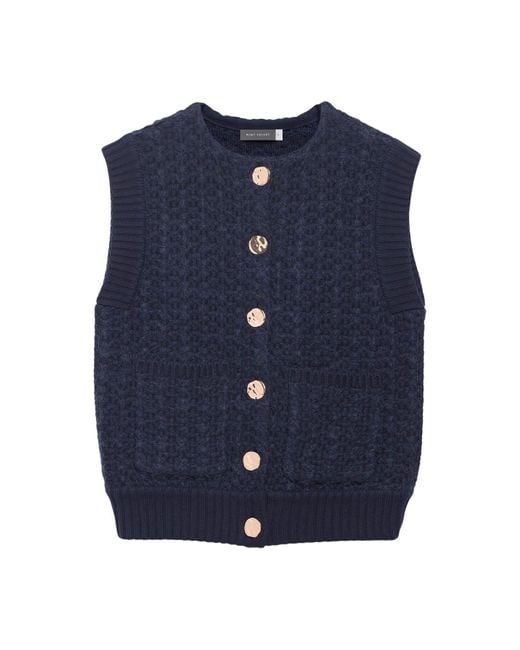 Mint Velvet Blue Women's Navy Boucle Sleeveless Jacket