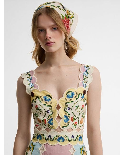 Barbour Metallic X Farm Rio Petal Dress Cream