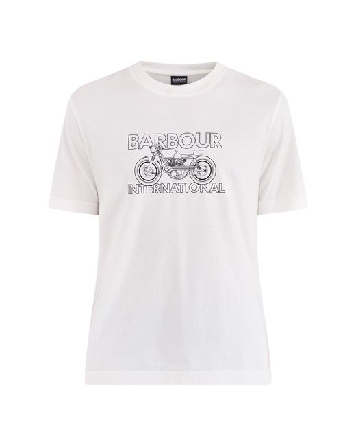 Barbour White Motorbike Graphic T-Shirt Cream for men