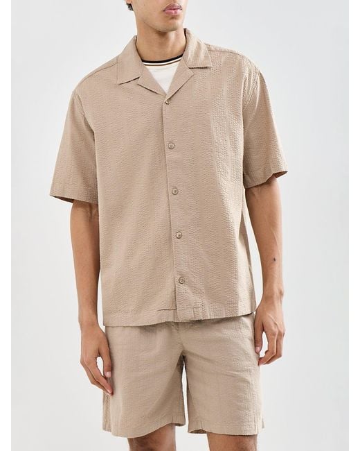 Only & Sons Natural Seersucker Resort Shirt for men