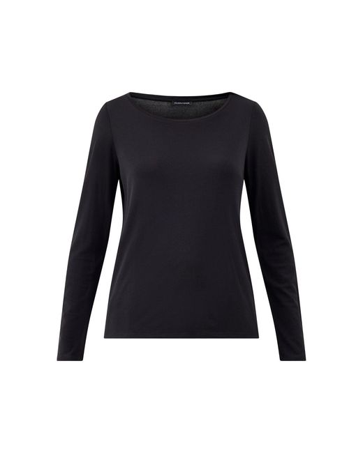 Eileen Fisher Black Women's Scoop Neck Long Sleeve Top