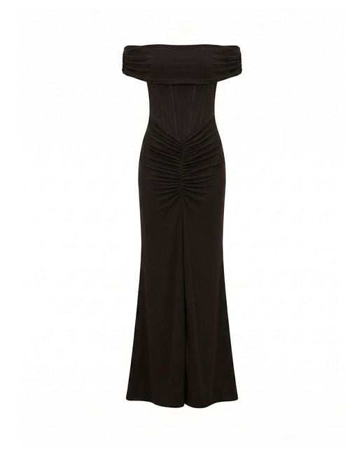Forever New Black Ania Ruched Bardot Maxi Dress