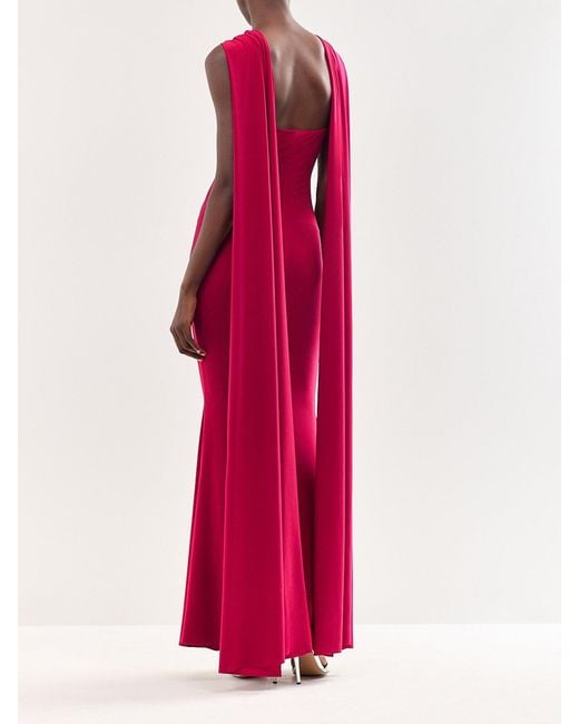 Club L London Pink Rhoda Twist Halterneck Cape Maxi Dress