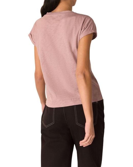 Whistles Pink Willa V Neck Cap Sleeve Tee