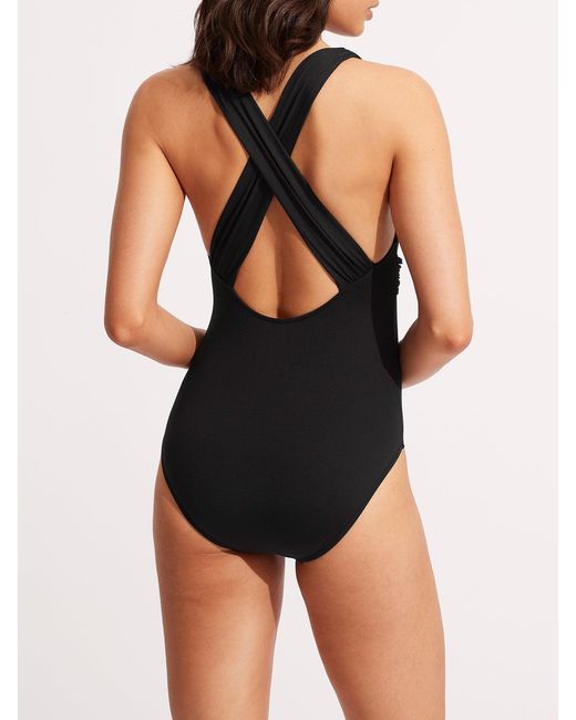Seafolly Black Women's Collective Cross Back One Piece Swimsuit