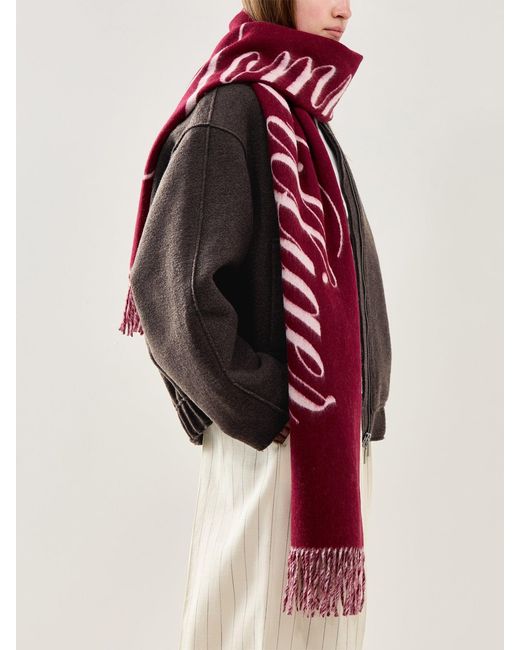 Tommy Hilfiger Red Script Logo Scarf Burgundy