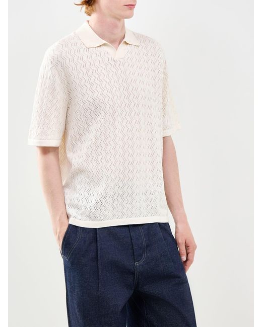 Jack & Jones White Tyler Knit Polo Shirt Cream for men
