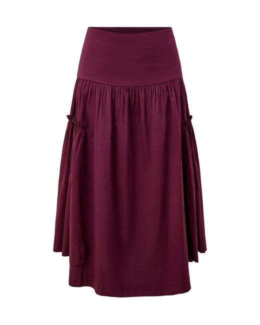 Damson Madder Purple Berta Flared Midi Skirt Burgundy