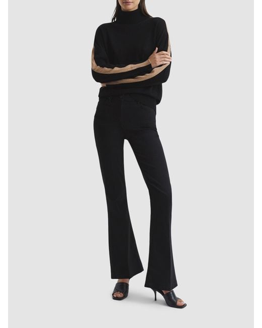 Reiss Black Nova Colourblock Knitted Roll Neck Jumper