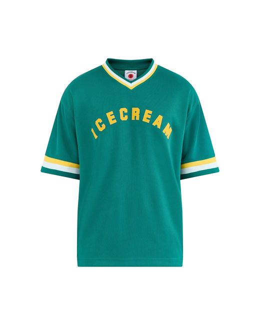 ICECREAM Green V-Neck Sports Jersey for men