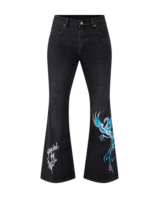 Ed Hardy Blue Rising Phoenix Flared Jeans