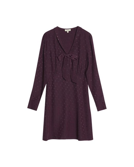 Albaray Purple Jaquard Spot Bow Dress