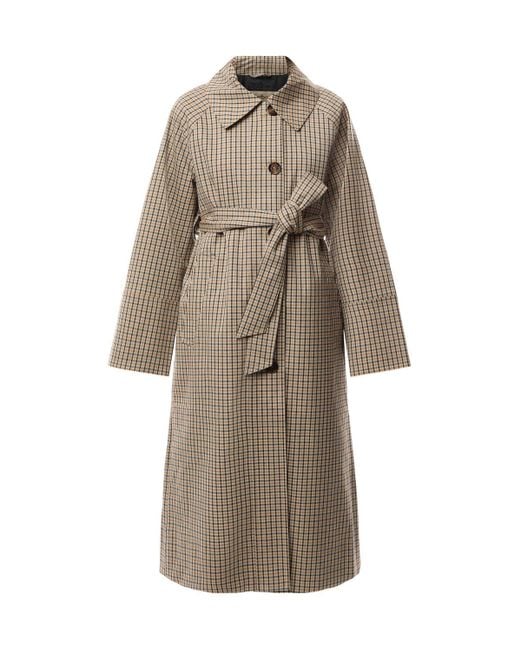 Barbour Natural Beatrix Check Showerproof Trench Coat