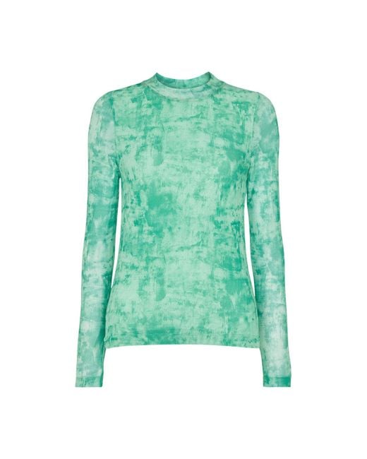 Whistles Green Women's Brushwork Print Mesh Jersey