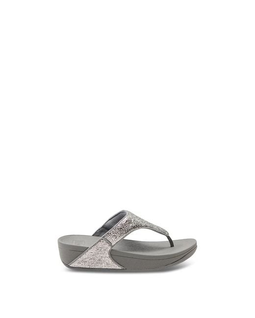Fitflop White Lulu Crinkled-Shimmer Toe-Post Sandals