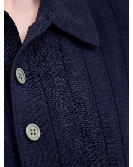 Jack & Jones Blue Structure Knit Polo for men