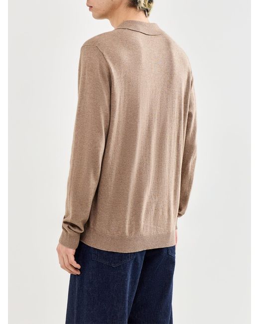 Only & Sons Natural Loui Long Sleeve Polo Shirt for men