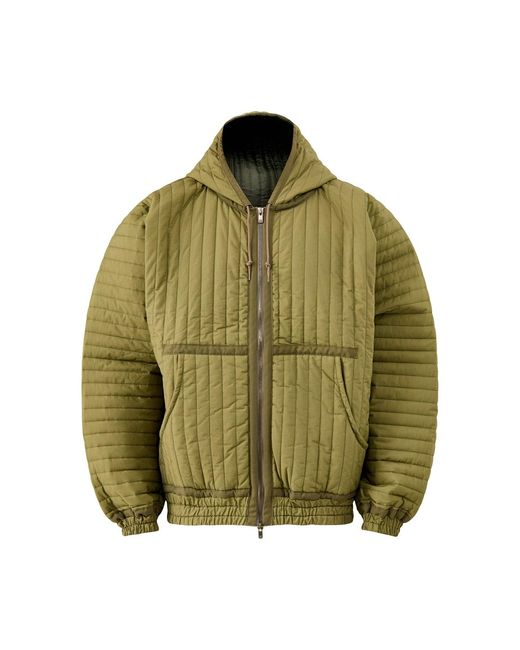 Needles Green Quilted Hooded Jacket for men