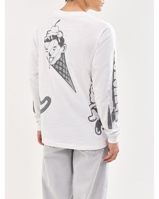 ICECREAM White Halftone Multi Logo Long Sleeve T-Shirt for men