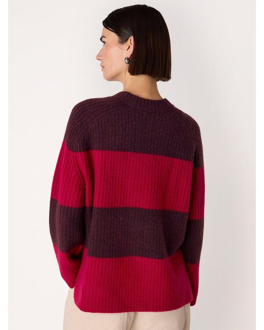 Whistles Red Mix Wide Stripe Knit, Wool