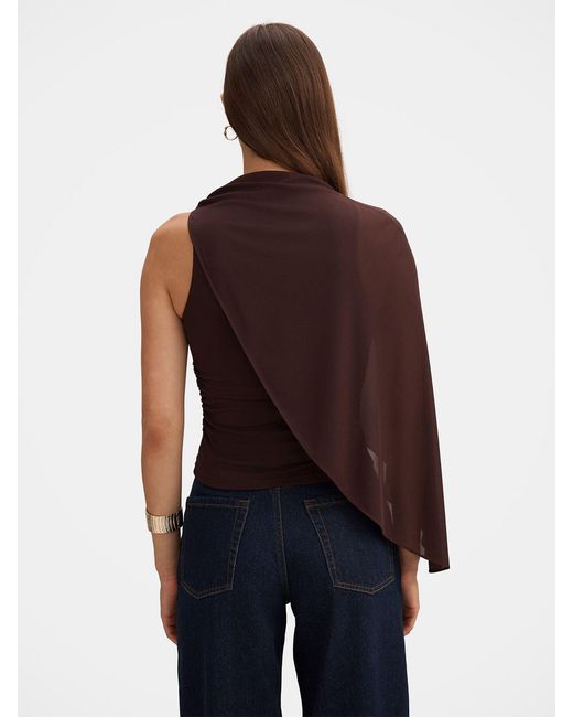 Forever New Brown Rosalind Asymmetrical Cape Top