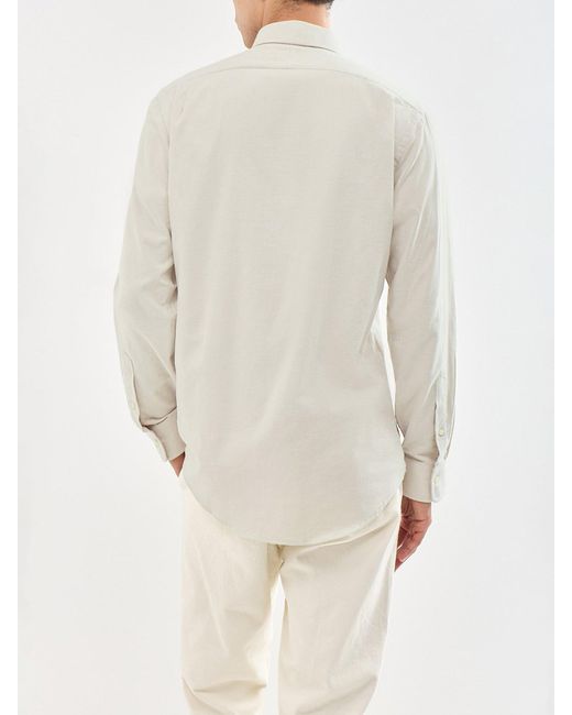 Polo Ralph Lauren White Custom Fit Brushed Shirt for men