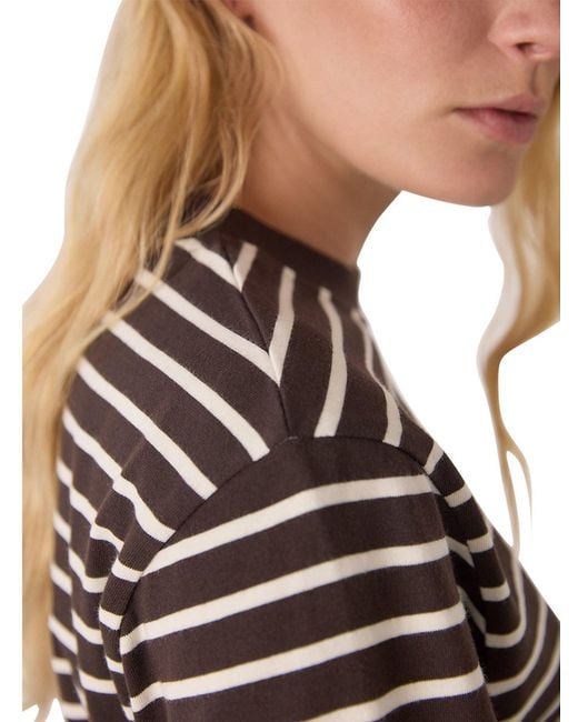 Whistles Black Stripe Jersey Top, Cotton