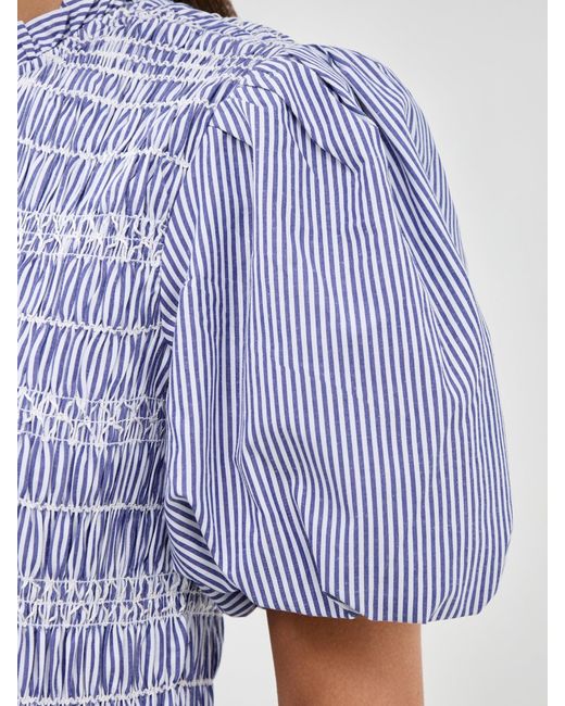 roandzo Purple Stripe Shirred Bodice Smock Dress
