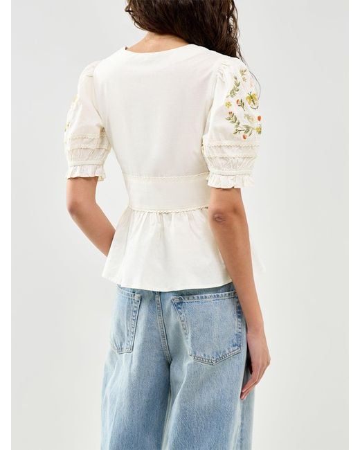 Nobody's Child White Elizabeth Scarlett Seren Embroidered Blouse